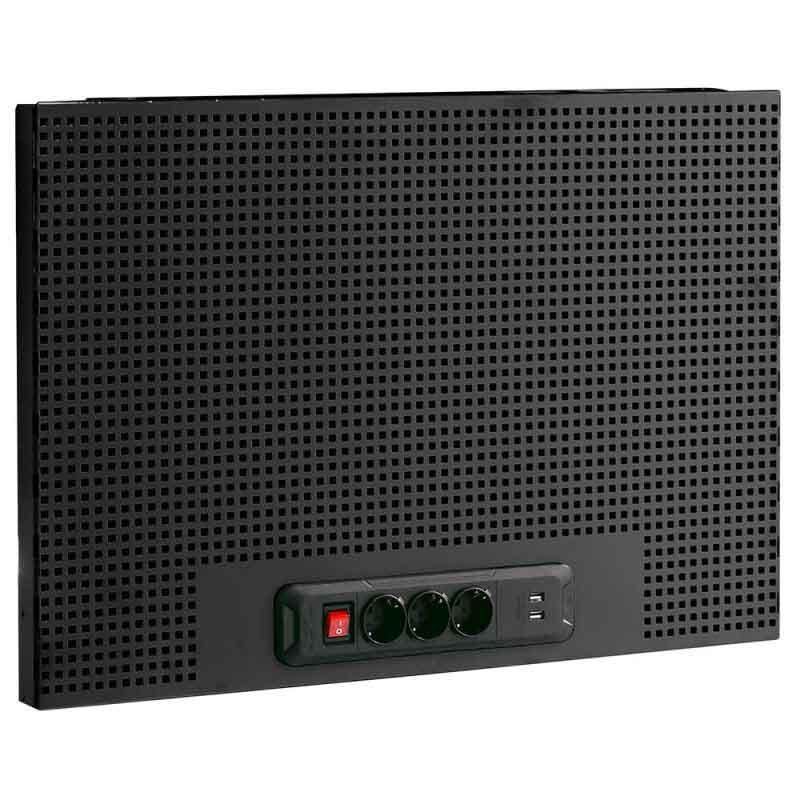 JLS3-PPAV1USBBS - Połowa panelu do zawieszania na ścianie Jetline+, 1 moduł + zestaw gniazdek i USB, czarny