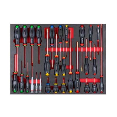 MODM.A456BNL - 29-Piece set of Protwist® screwdrivers in foam tray for slotted, Phillips, Pozidriv, Resistorx, Micro-Tech Torx
