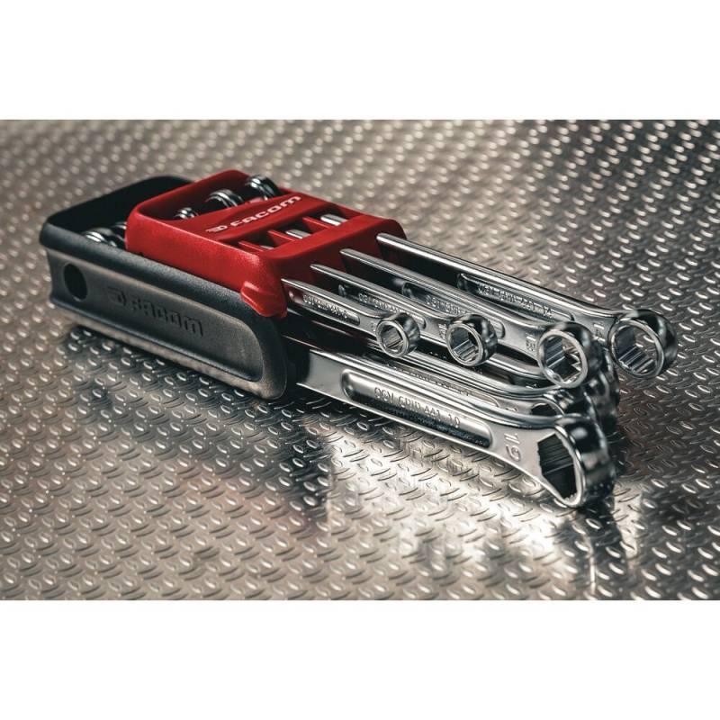 441.JV8GRPPB - Zestaw 8 kluczy oczkowo-płaskich długich, 8 - 19 mm