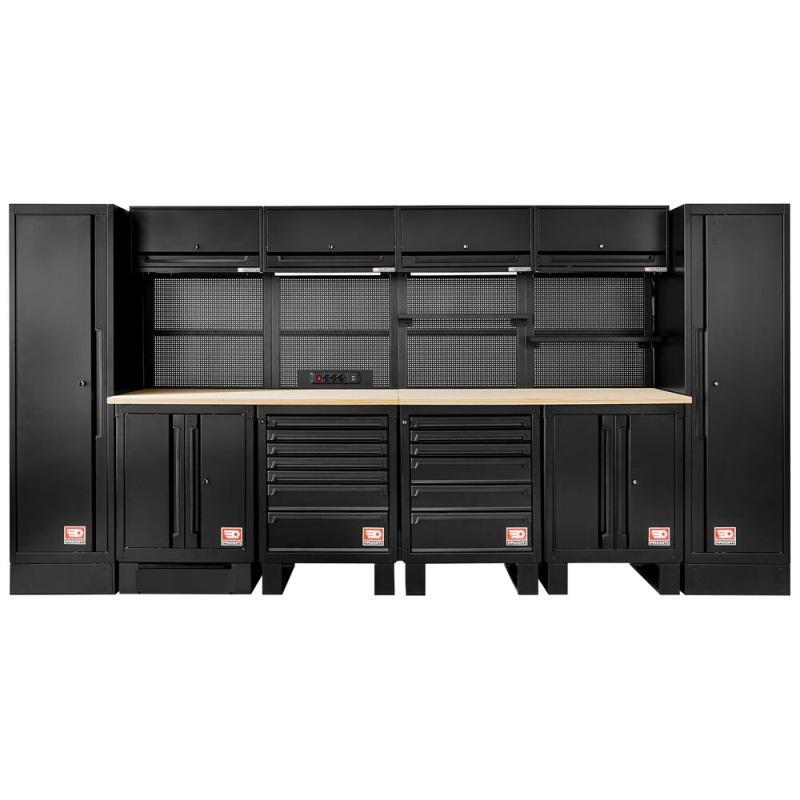 RWS2-10BS - Zestaw mebli ROLL, 3970 mm, blat drewniany, czarny