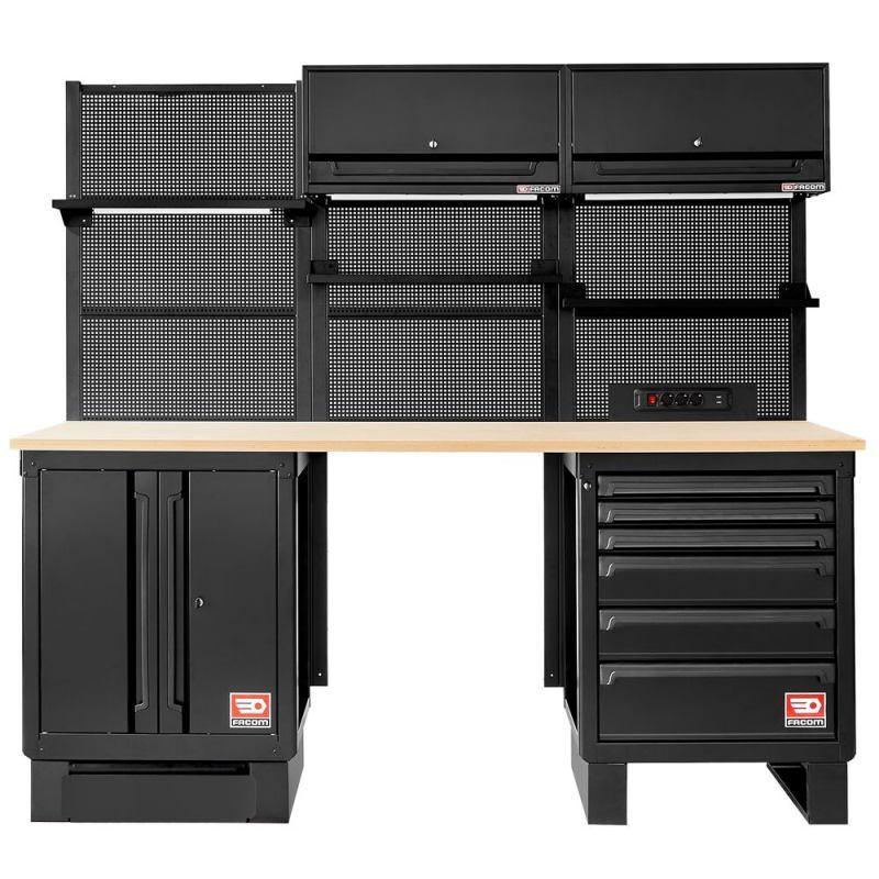 RWS2-11BS - Zestaw mebli ROLL, 2175 mm, blat drewniany, czarny