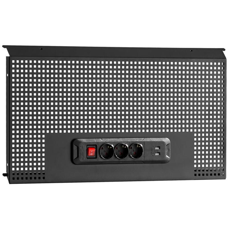 RWS2-PPAV1USBBS - Tablica perforowana do zawieszania na ścianie ROLL, 1 moduł + zestaw gniazdek i USB, czarna RWS2-PPAV1USBBS - Tablica perforowana do zawieszania na ścianie ROLL, 1 moduł + zestaw gniazdek i USB, czarna