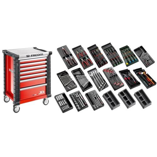 CM.166 - 166-Piece Set of Universal Tools in 7 Drawer Roller Cabinet