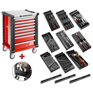 SPOTLIGHTJET8M - Roller cabinet with equipment, 9 modules, red