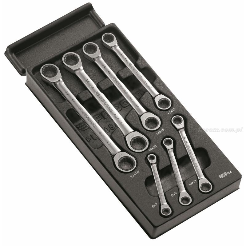 MOD.64J7 - moduł 7 kluczy oczkowych grzechotkowych 12-kątnych od 6 do 19 mm MOD.64J7 - moduł 7 kluczy oczkowych grzechotkowych 12-kątnych od 6 do 19 mm