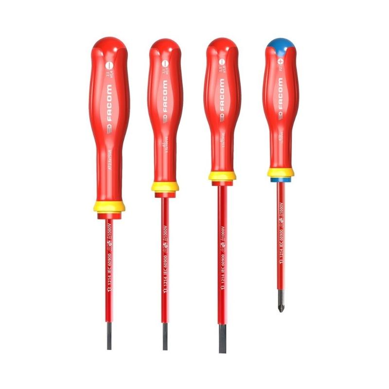 FACOM AT4VEPB - Zestaw 4 wkrętaków izolowanych Protwist® 1000V do śrub z rowkiem ✔ FACOM AT4VEPB - Zestaw 4 wkrętaków izolowanych Protwist® 1000V do śrub z rowkiem ✔