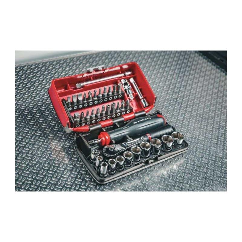 RL.NANO1GRPPB - 1/4" socket set for OGV® GRIP hexagon socket head cap screws, 5.5 - 14 mm, with ratchet and accessories (38 pcs.)