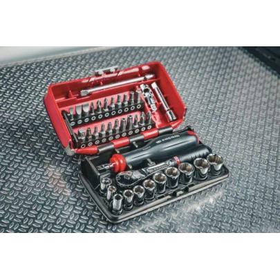 RL.NANO1GRPPB - Zestaw nasadek 1/4" do obrobionych śrub 6-kątnych OGV® GRIP, 5,5 - 14 mm, z grzechotką i akcesoriami (38 szt.)