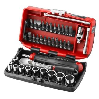 RL.NANO1GRPPB - Zestaw nasadek 1/4" do zaokrąglonych śrub 6-kątnych OGV® GRIP, 5,5 - 14 mm, z grzechotką i akcesoriami (38 szt.)