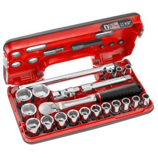 SL.DBOX1GRPPB - Zestaw nasadek 1/2" do obrobionych śrub 6-kątnych OGV® GRIP, 8 - 32 mm, z grzechotką i akcesoriami (21 szt.)