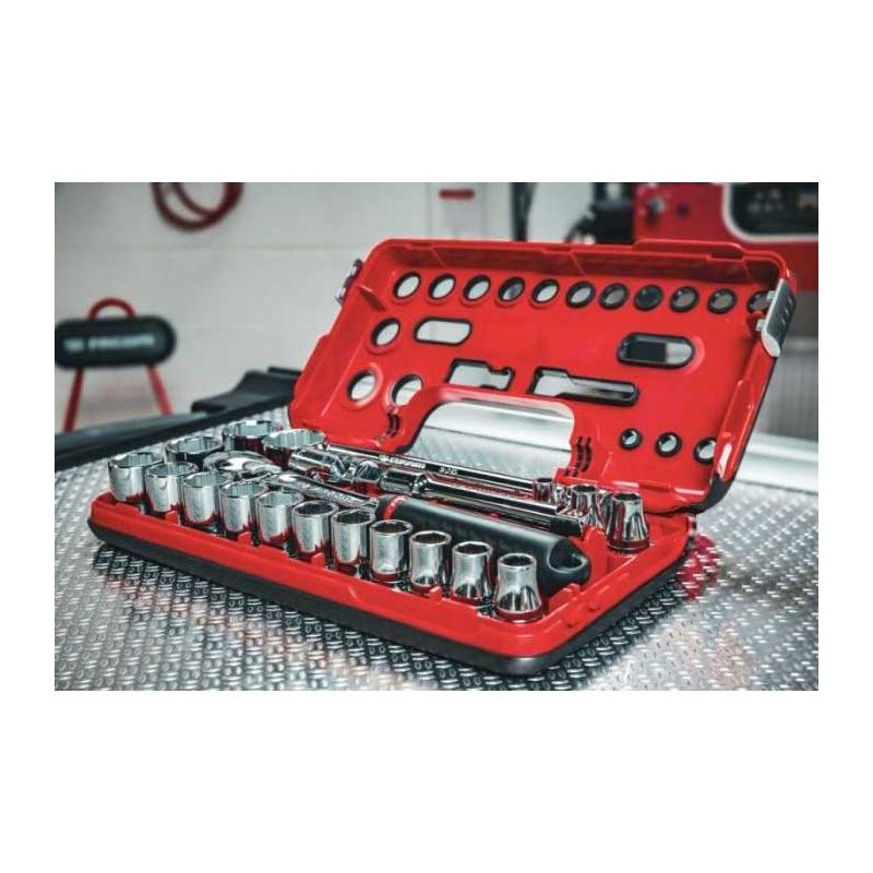 SL.DBOX1GRPPB - Zestaw nasadek 1/2" do obrobionych śrub 6-kątnych OGV® GRIP, 8 - 32 mm, z grzechotką i akcesoriami (21 szt.)