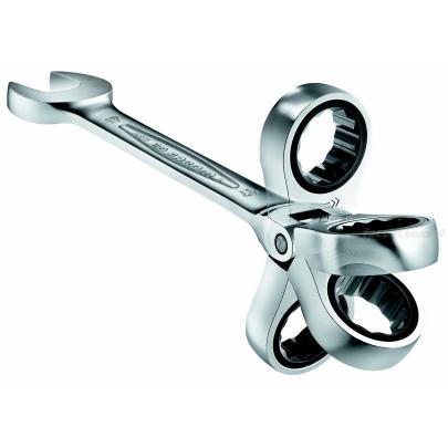 467F.12 - Klucz oczkowo-płaski grzechotkowy przegubowy, 12 mm