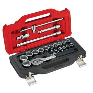 SL.151-EP22PB - Zestaw nasadek 1/2" 6-kątnych, 8 - 32 mm, z grzechotką i akcesoriami (22 szt.)