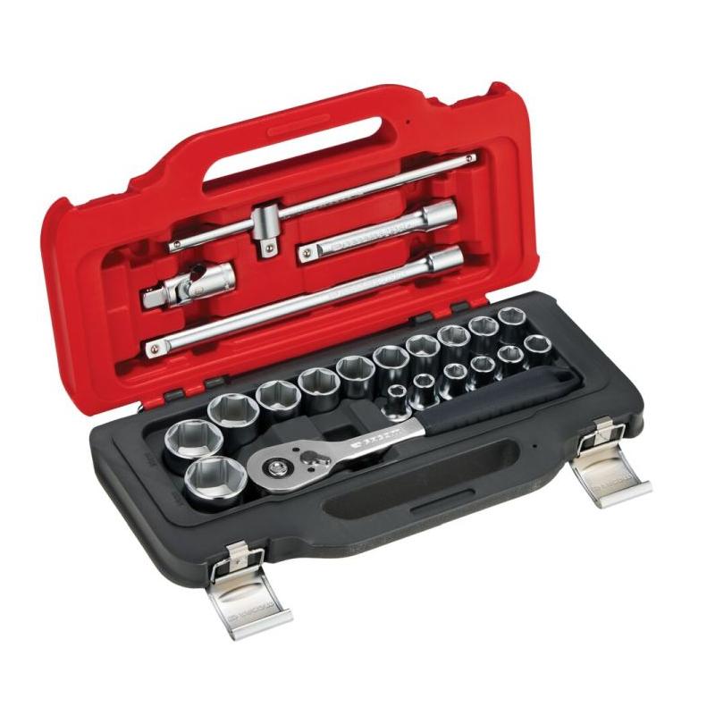 FACOM SL.151-EP22PB - 1/2" hex socket set, 8 - 32 mm, with ratchet and accessories (22 pcs) ✔
