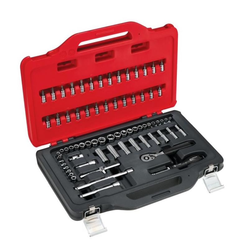 FACOM RL.151-EP72PB - 1/4" socket set 6-point, 12-point, Torx, 4-14 mm, 3/16"-9/16", E4-E10, with ratchet and accessories (72 pc