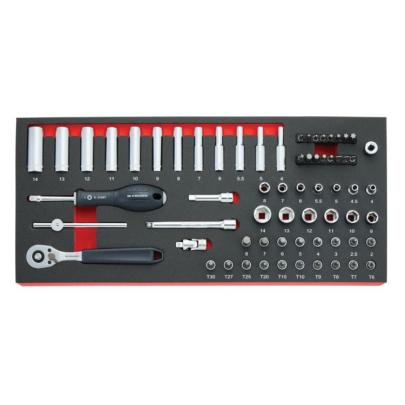FACOM MODM.RL151-66 - Socket and accessories module 1/4", 2 - 14 mm, T6 - T30 + bits (66 pcs), foam insert ✔