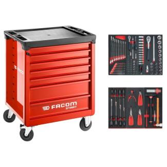 START.M3ACM1 - Wózek warsztatowy z wyposażeniem, 6 modułów piankowych, czerwony