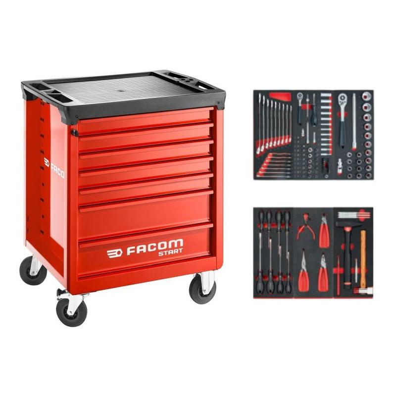 FACOM START.M3ACM1 - Roller cabinet with equipment, 6 modules, red ✔