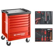 FACOM START.M3ACM1 - Roller cabinet with equipment, 6 modules, red ✔