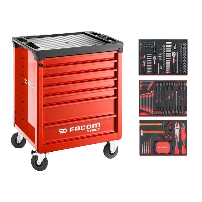 FACOM START.M3ACM2 - Roller cabinet with equipment, 6 modules, red ✔