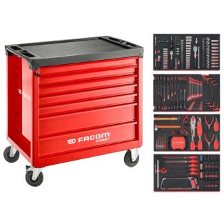 FACOM START.M4ACM - Roller cabinet with equipment, 4 modules, red ✔