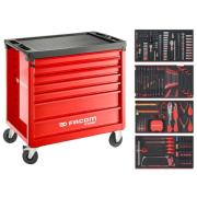 FACOM START.M4ACM - Roller cabinet with equipment, 4 modules, red ✔