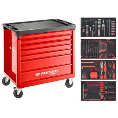 FACOM START.M4ACM - Roller cabinet with equipment, 4 modules, red ✔