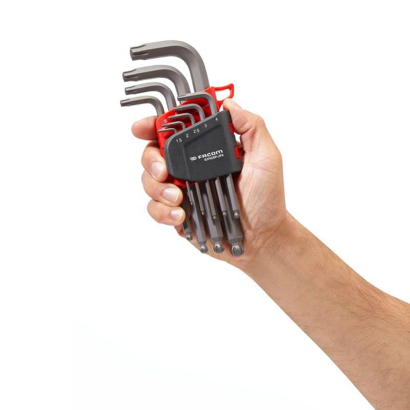 83HGRP.JP9PB -  Set of OGV® GRIP bent, long ball-end hex keys, 1.5 - 10 mm