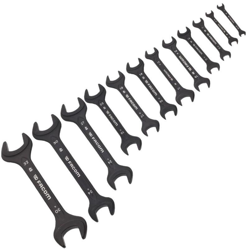 48.JE12T - Set of 12 heavy-duty open end wrenches, 5.5x7 - 30x32 mm