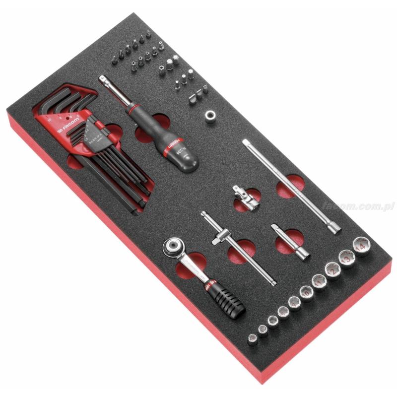 MODM.R1A - moduł nasadek 6-kątnych 1/4" - klucze trzpieniowe i końcówki metryczne na wkładce piankowej