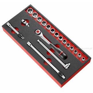 MODM.J5 - moduł nasadek 3/8" 6-kątnych od 8 do 22 mm na wkładce piankowej
