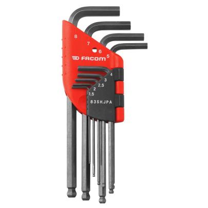 83SH.JPA – zestaw kluczy trzpieniowych zagiętych, długich z kulką, 6-kątnych, 1,5 - 8 mm