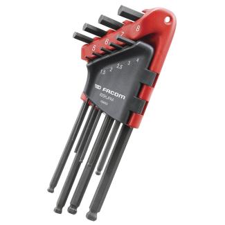 83SH.JPAA – zestaw kluczy trzpieniowych zagiętych, długich z kulką, 6-kątnych, 1,5 - 8 mm