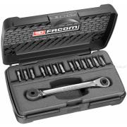 65.PEJ13 - zestaw uchwytów do końcówek do gniazd 6-kątnych i śrub Pozidriv i Resistorx, z kluczem grzechotkowym