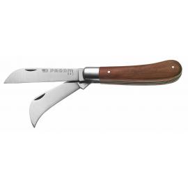 843 - twin-blade electricians knife with wood handle